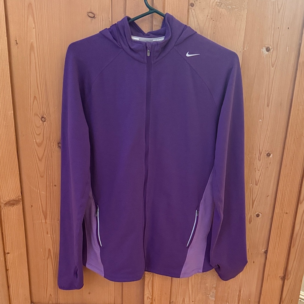 Nike Women's Purple Full-Zip dri fit hooded Jacket Sz L